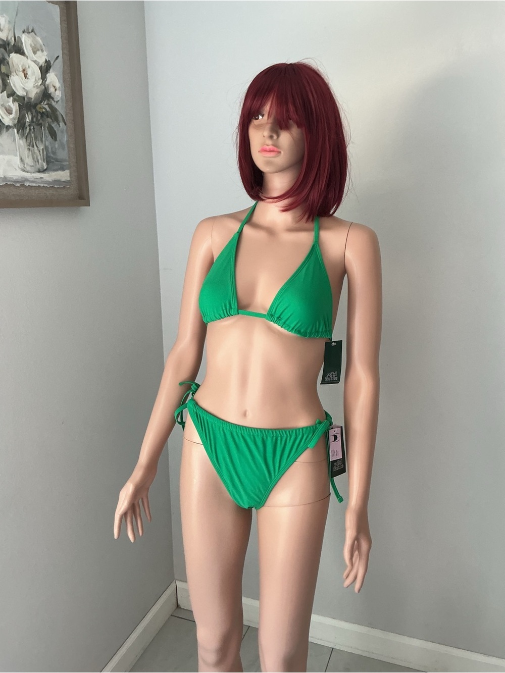 wild fable Bright Green Triangle String Bikini